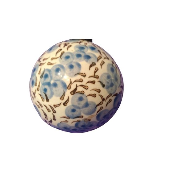 Ceramic Ball Hand Painted White Background, Blue Eggs and Brown Sperm! Must See - Picture 2 of 5
